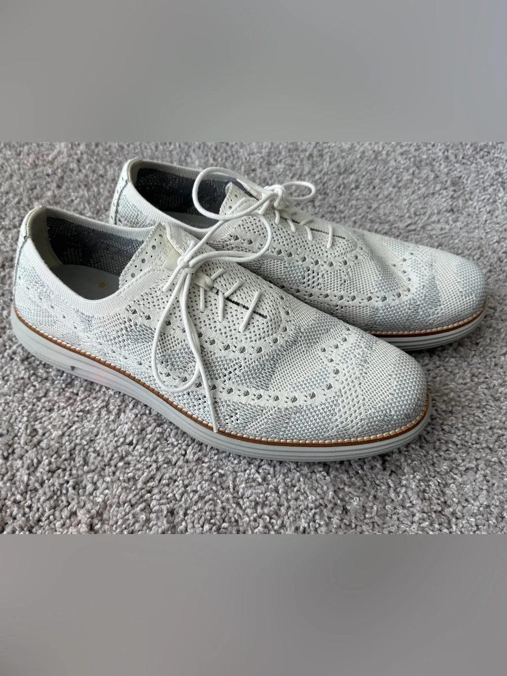 Cole Haan OriginalGrand Stitchlite Wingtip Oxford Knit Ivory Derby Shoes